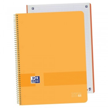 Cuaderno espiral A4+ 80 hojas 90 gr. 4 taladros tapa plástico cuadrícula 5x5 MELOCOTÓN European 1 Li