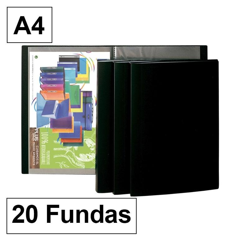 Plus Office Carpeta Fundas A4 Flexible 20 Fundas Negro