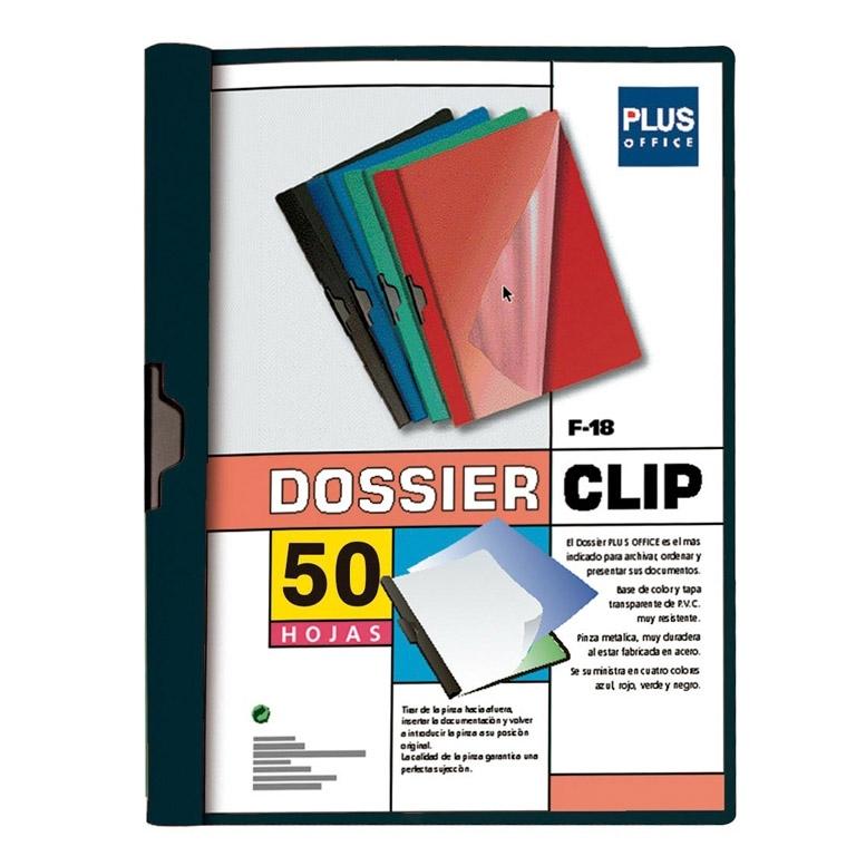 Plus Office Dossier F-18 Pinza Metálica 50 Hojas Negro