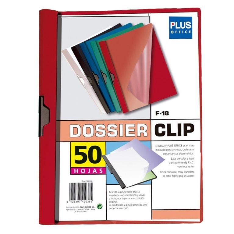 Plus Office Dossier F-18 Pinza Metálica 50 Hojas Rojo