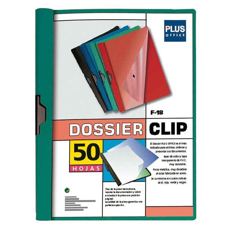 Plus Office Dossier F-18 Pinza Metálica 50 Hojas Verde