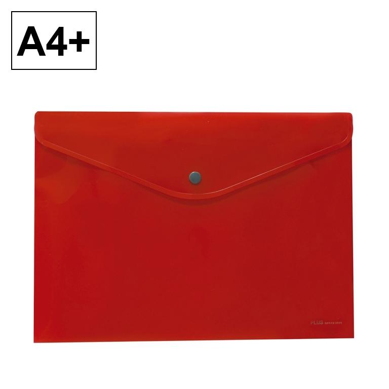 Plus Office Sobre Plástico A4+ Cierre Broche Apaisado Rojo