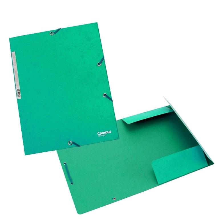Campus University Carpeta Cartón A4+ Gomas y Solapas Verde