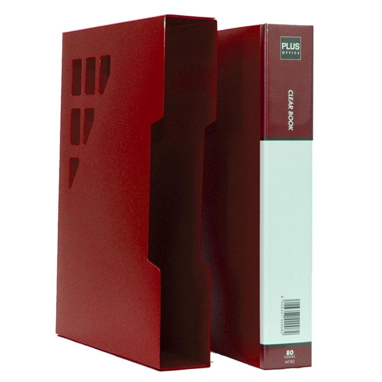 Plus Office Carpeta Fundas A4 80 Fundas Cajetín Rojo