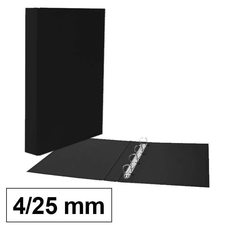 Plus Office Carpeta Folio Cartón Forrado Polipropileno 4 Anillas 25 mm Negro