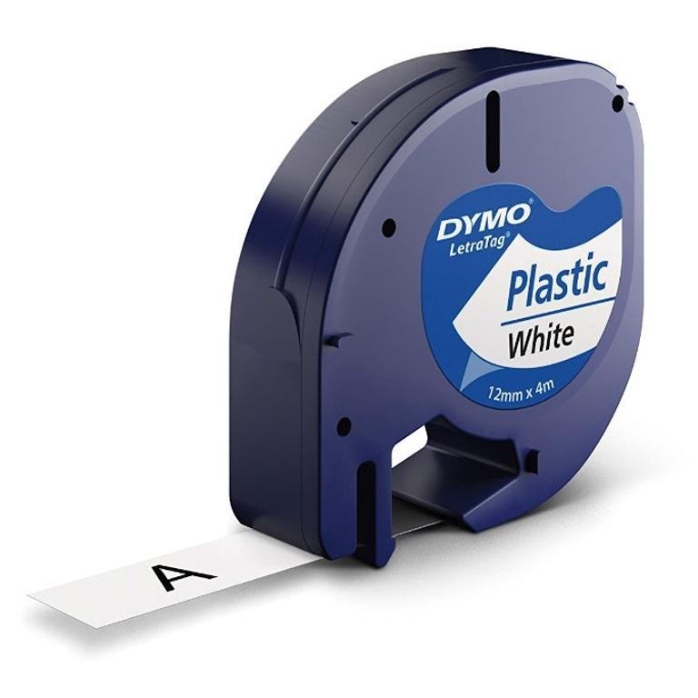 Dymo LetraTag Cinta Etiquetas 12mmx4m Negro/Blanco