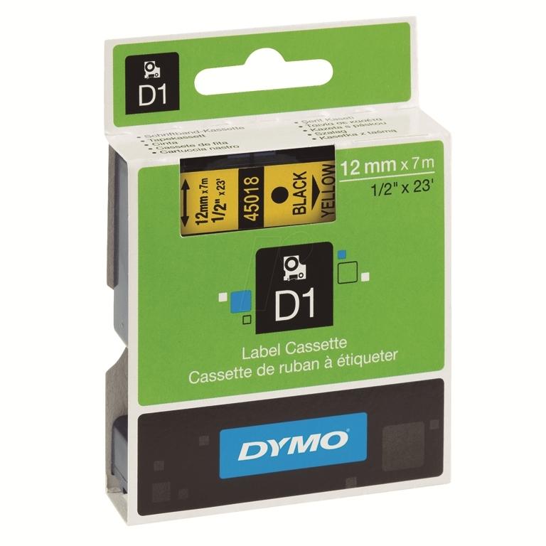 Dymo D1 Cinta Etiquetas 12mmx7m Negro/Amarillo