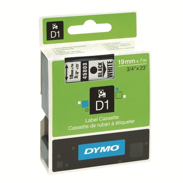 Dymo D1 Cinta Etiquetas 19mmx7m Negro/Blanco