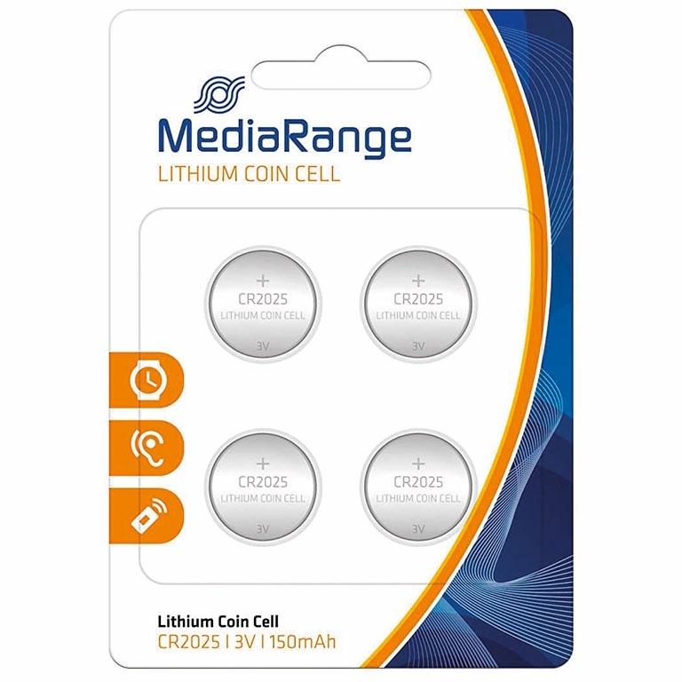 MediaRange CR2025 Pilas Alcalinas Boton 3V 150mAh (4 Uds.)