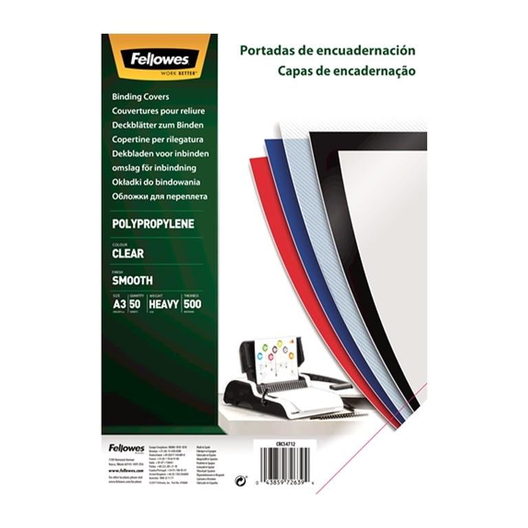 Fellowes Tapas Encuadernación A3 Polipropileno 500 Micras Transparente (100 ud.)