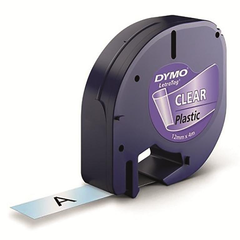 Dymo LetraTag Cinta Etiquetas 12mmx4m Negro/Transparente
