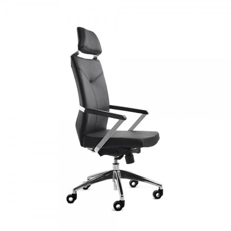 Rocada Silla Dirección Piel Negra Y Base Aluminio Rd998N