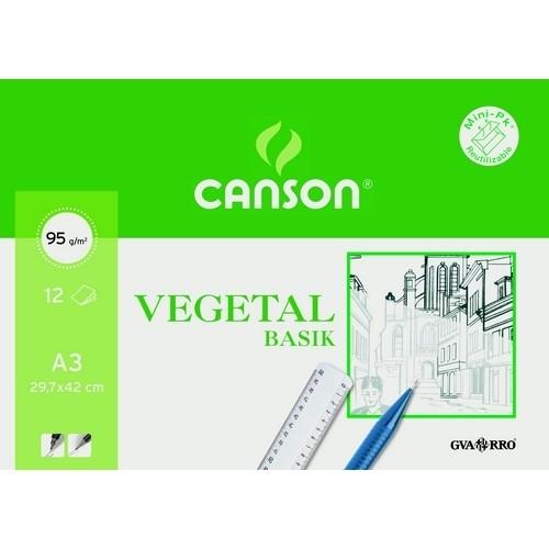 Papel vegetal A3 90/95 gramos 12 hojas Minipac Canson