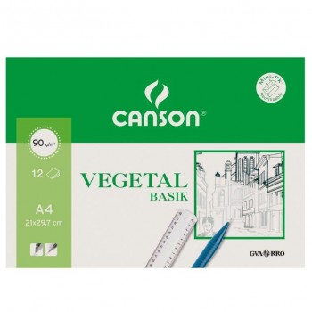 Papel Vegetal A4 90/95 gramos 12 hojas CANSON