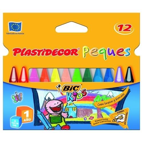 Cera plástica triangular estuche 12 un. surtidos Plastidecor Peques