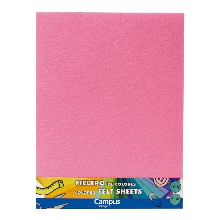 Campus Fieltro 23X30,5 160G Rosa Claro/3Ud