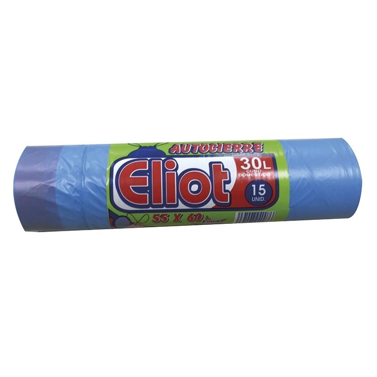 Dahi Bolsa Basura 30L Cierra Fácil Azul Rollo 15 Unidades 55X60 Azul