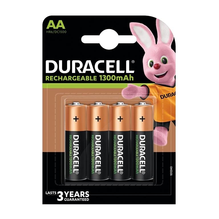 Duracell Rechargeable AA Pilas Recargables 1.2V 1300mAh HR6/DC1500 (4 Uds.)
