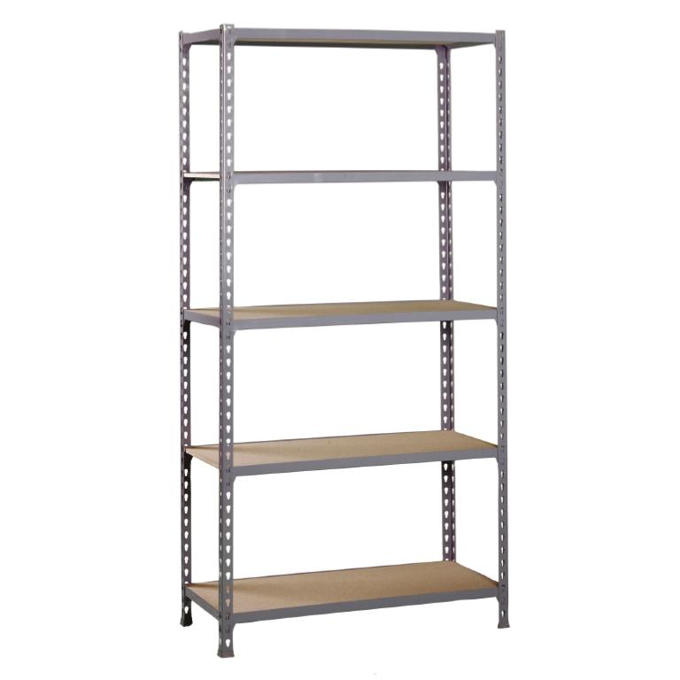 Estanteria Metalica Gris De 5 Baldas De Madera. 150 Kg. 80X180X40.