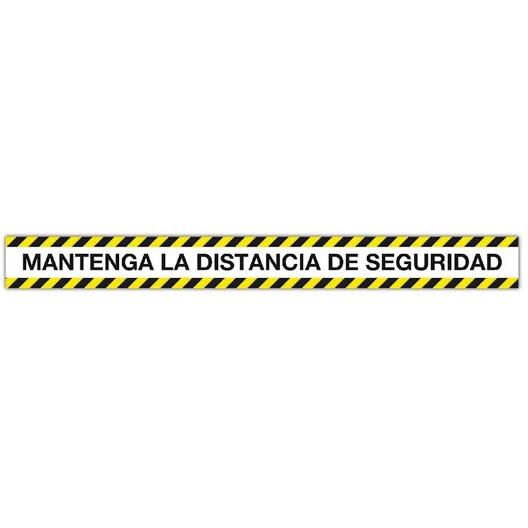 Apli Etiqueta Señalización Adhesiva "Mantenga la distancia de seguridad" PVC Amarillo/Negro 100x10 c