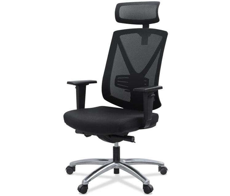 Silla Miro Sincro C/Brazos y Cabezal Respaldo Malla Negra