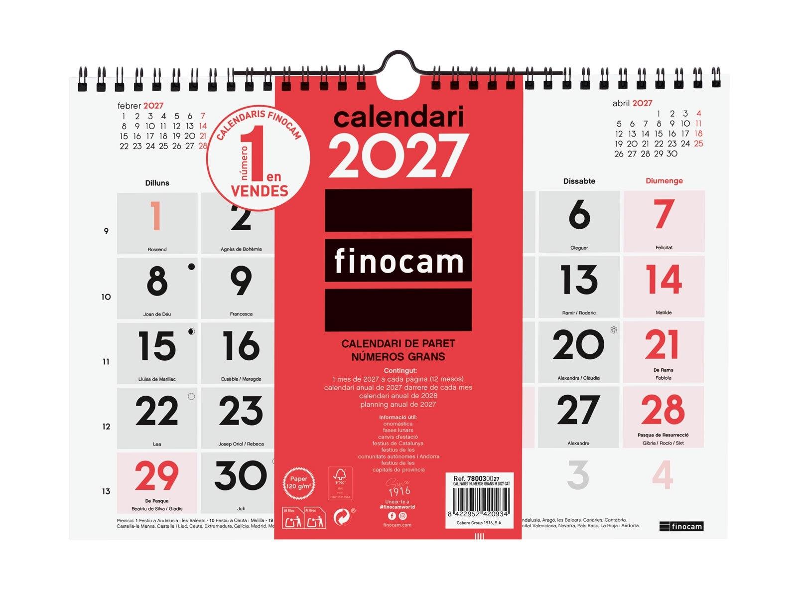 Finocam Calendario Paret N.Grans M 2027 Cat+