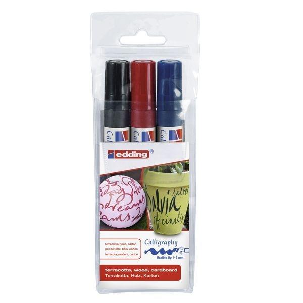 Edding 1455 Marcador Caligráfico Punta Flexible 1-5 mm Estuche 3 Colores