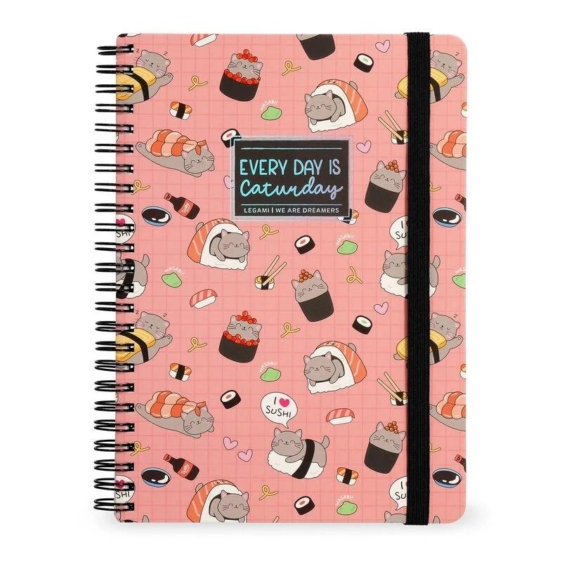Legami Libreta Espiral A4 Rayado Portada Rígida Sushi Cat