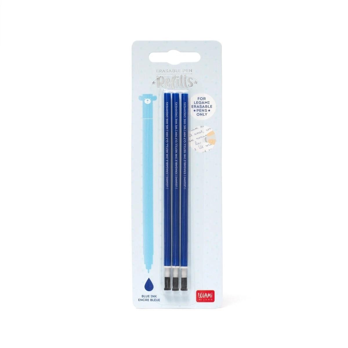 Legami Set 3 Recambios Bolígrafo Gel Borrable Azul