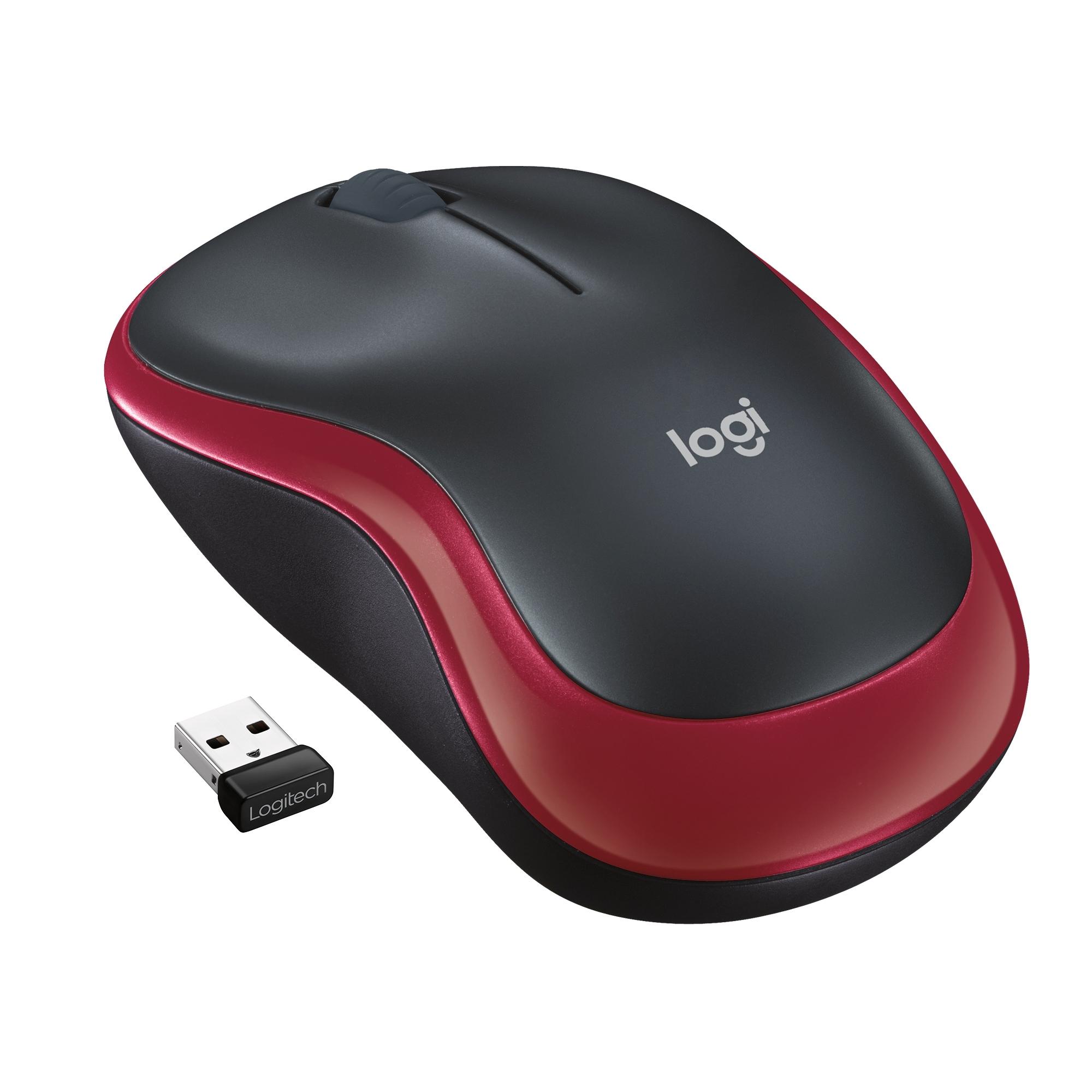 Logitech M185 Ratón Óptico Inalámbrico Rojo