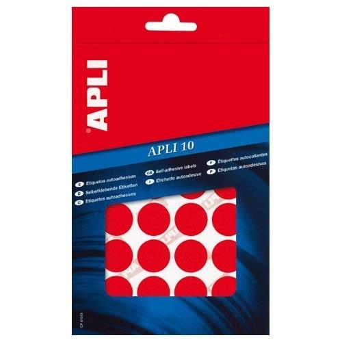 Apli 10 Etiquetas Adhesivas Circulares Diámetro 13mm Rojo (8 hojas)