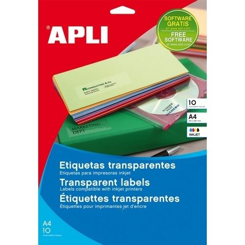 Apli Etiquetas Adhesivas Transparentes 210x297mm (10 hojas)
