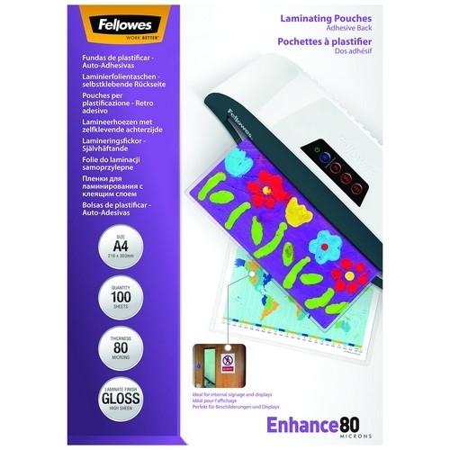 Fellowes Funda Plastificar Autoadhesiva A4 80 Micras 100 Un