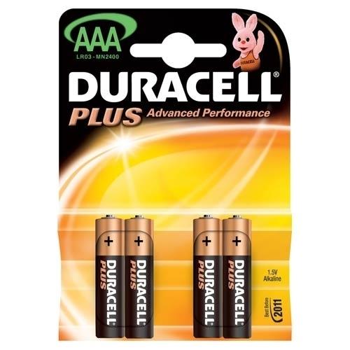 Duracell Plus AAA Pilas Alcalinas 1.5V LR03/MN2400 (4 Uds.)