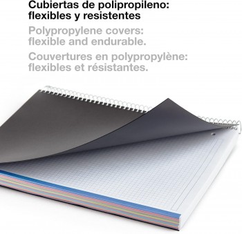 Miquelrius Libreta Espiral A5 Cuadrícula 5mm Tapa Polipropileno 200 Hojas 70g