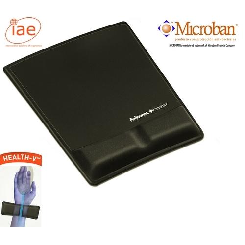 Fellowes Alfombrilla Reposamuñecas Espuma Canal Ergonómico Negro