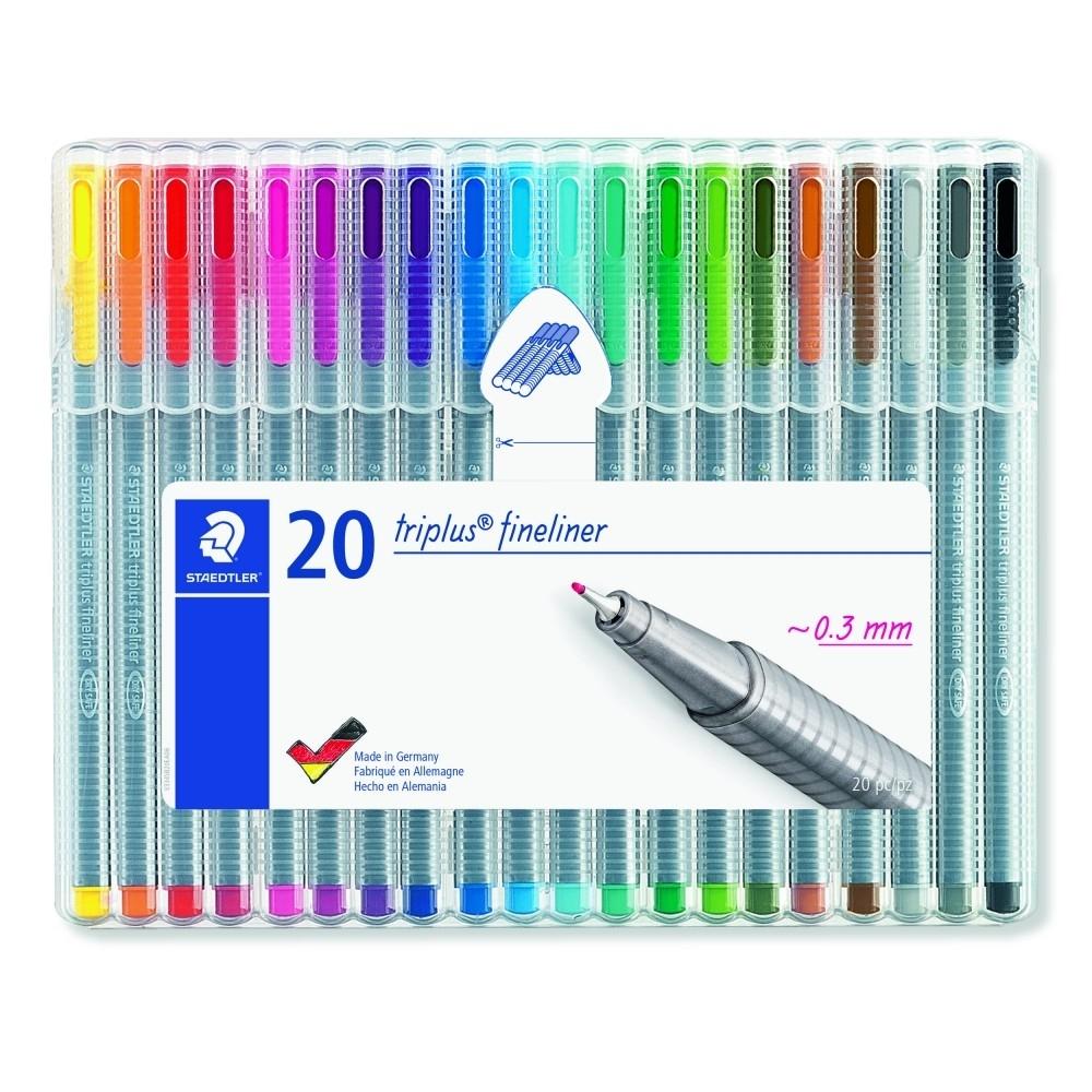 Staedtler Triplus Fineliner Estuche 20 Rotuladores Punta Fina 0,3 mm Colores Surtidos