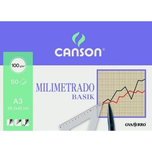 Papel milimetrado  A4 100 gr 50 hojas encolado 1 lado Canson