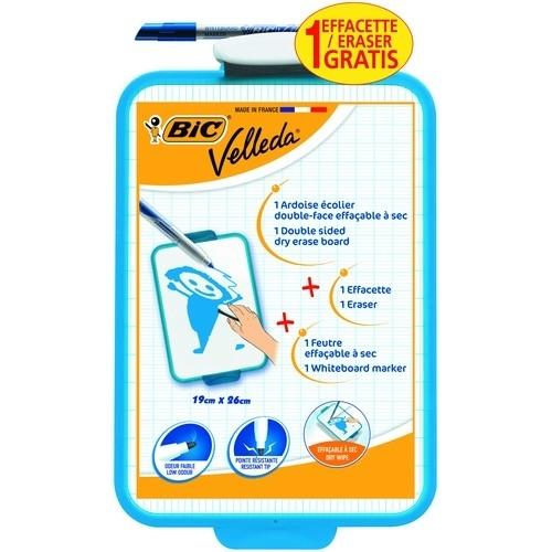 Bic Velleda Pizarra Doble Superficie 19x26 cm Marcador Borrador Azul
