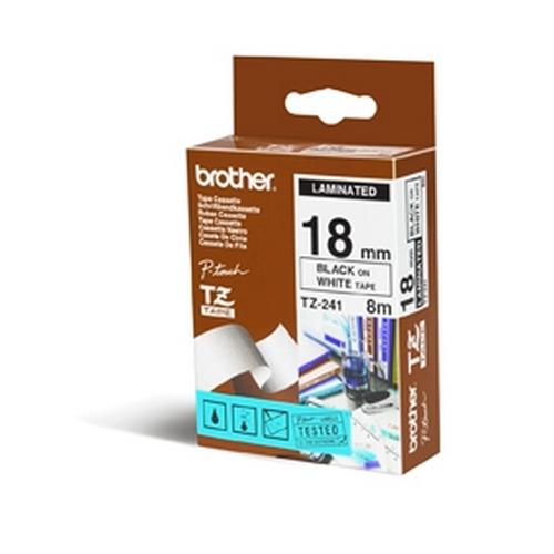Brother TZe-241 Cinta Laminada Negro sobre Blanco 18 mm x 8 m