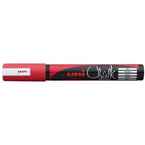 Uni-Ball Uni Chalk PWE-5M Marcador Tiza Líquida Punta Cónica 1,8-2,5 mm Rojo