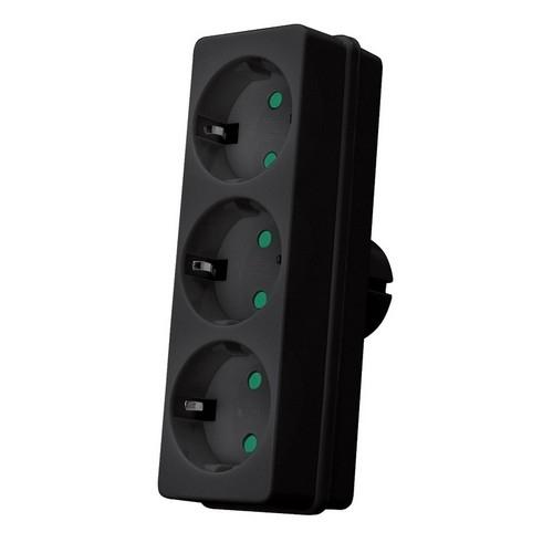 Ehlis Adaptador Triple Enchufe Negro 3500 W