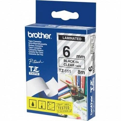 Brother Cinta Laminada 6Mm.X 8M. Negro-Transparente Rotula