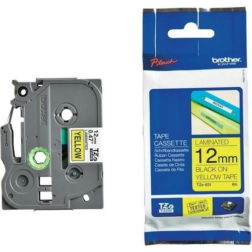 Brother TZe-631 Cinta Laminada Negro sobre Amarillo 12 mm x 8 m