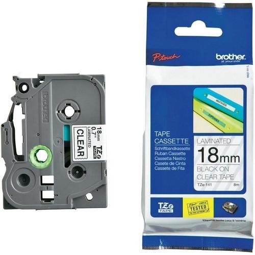 Brother TZe-141 Cinta Laminada Negro sobre Transparente 18 mm x 8 m