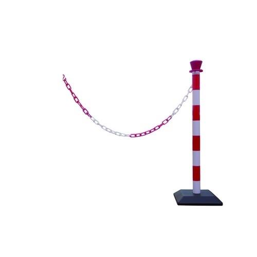 Poste Seguridad 1M Altura Rojo/Blanco Pvc Cadena 2