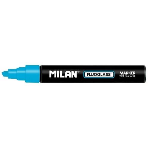 Milan Fluoglass Marcador Tiza Líquida Punta Biselada 2-4 mm Azul
