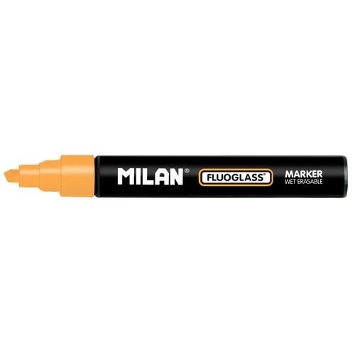 Milan Fluoglass Marcador Tiza Líquida Punta Biselada 2-4 mm Naranja