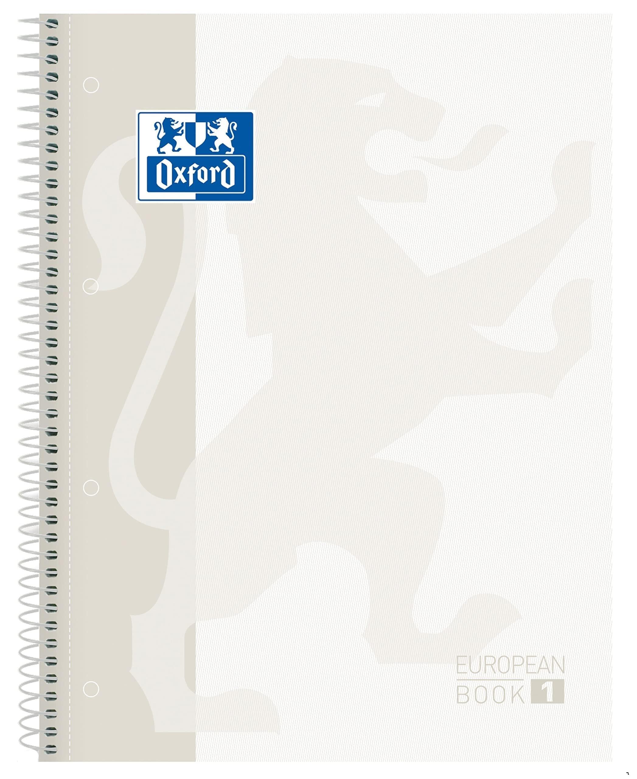 Oxford Libreta Espiral A4 Cuadrícula 5mm Tapa Extradura 80 Hojas 90g Blanco