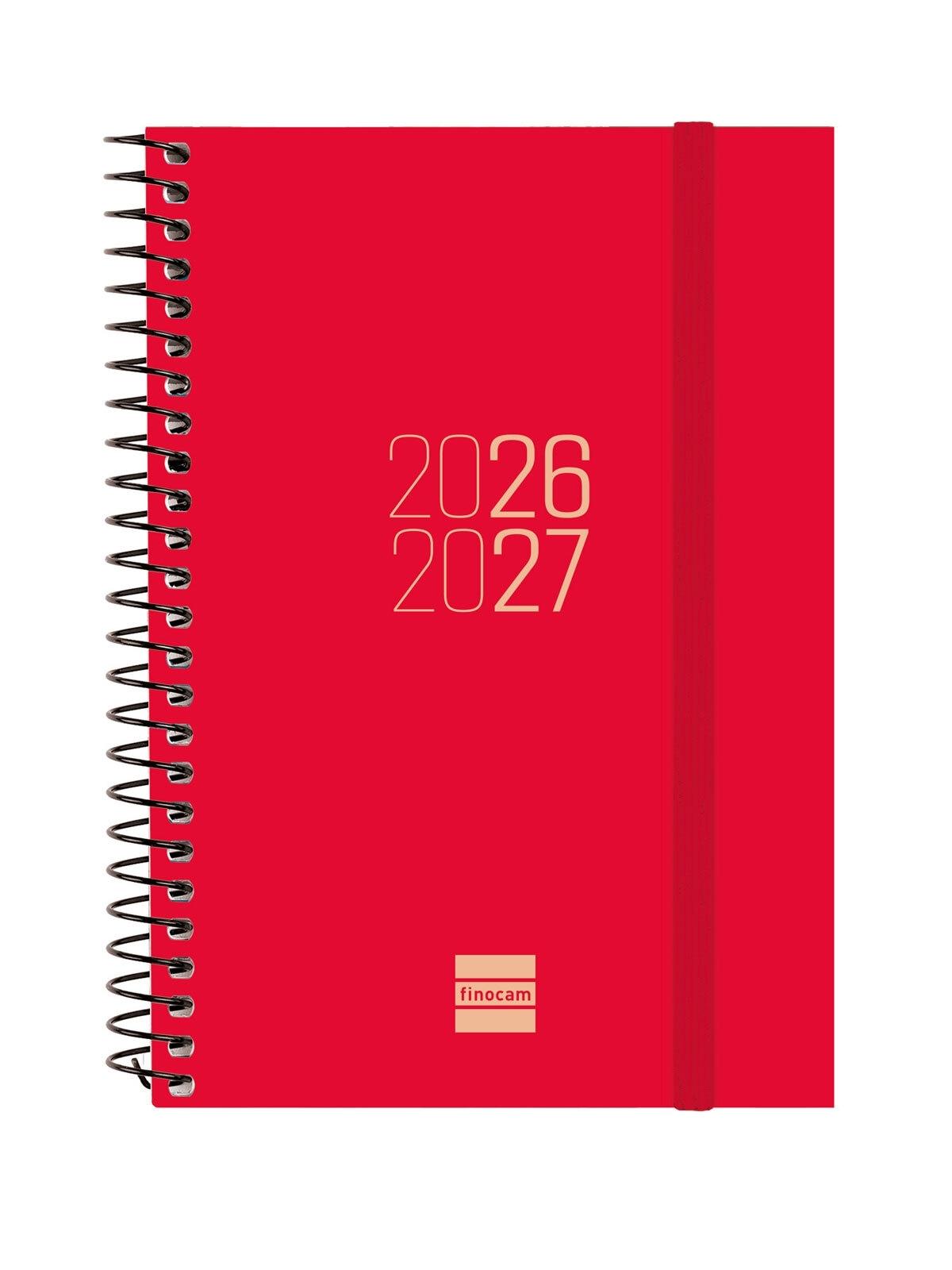 Finocam Agenda Escolar Espiral E8 Semana Vista Horizontal 26-27 Rojo Catalán